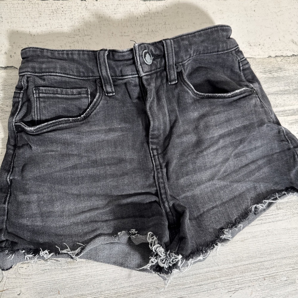 BLANK NYC The Barrow Distressed Denim Shorts After Shock Black Wash - Size 24